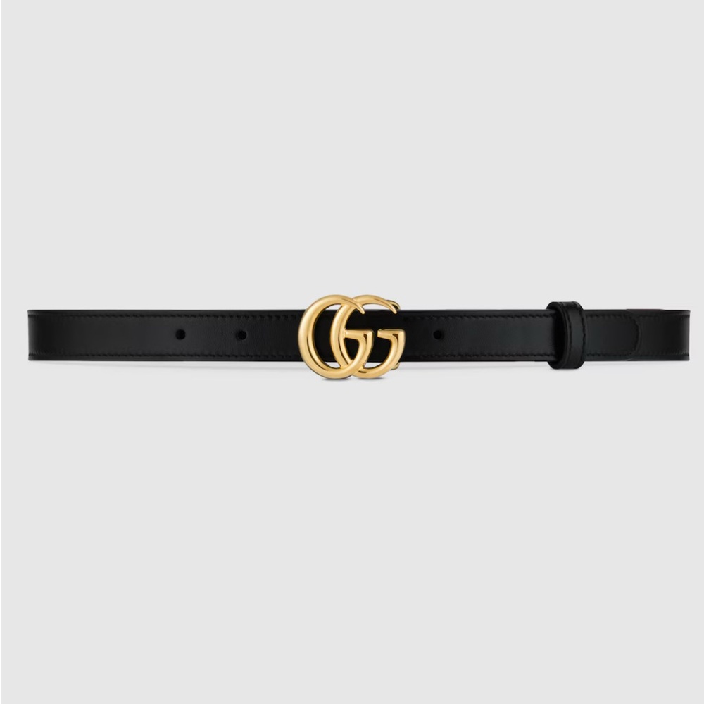 Gucci Black Belt with Gold GG Buckle